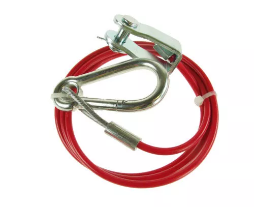 Breakaway Cable Clevis Pin 3mm x 1m Red PVC Coating Braked Trailer Caravan mp502