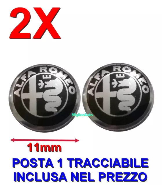 2x LOGO STEMMA CHIAVE ALFA ROMEO 11 MM ADESIVO PULSANTE TELECOMANDO 11MM NERO