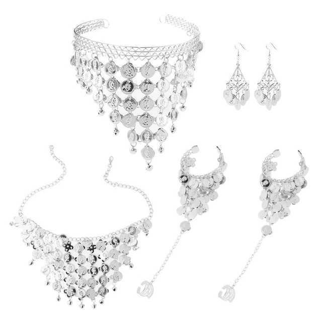 Danse du ventre bijoux gypsy bandeau boucles d'oreilles ensemble de bracelets