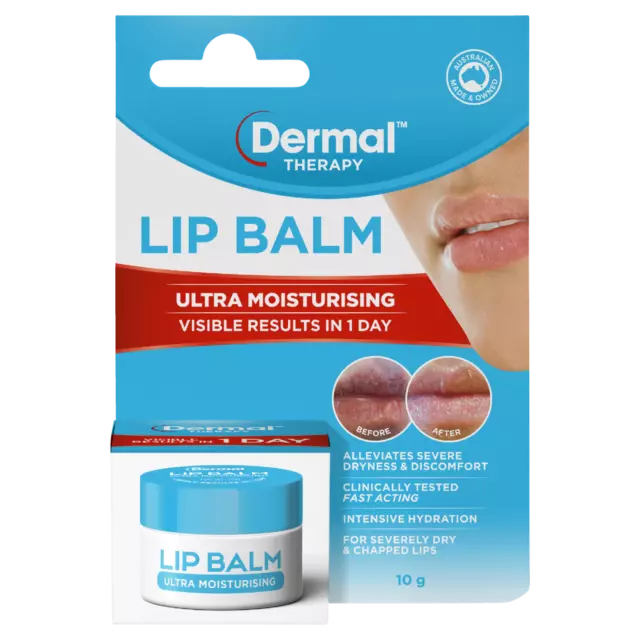 Dermal Therapy Lip Balm Ultra Moisturising 10g Original Tub Intensive Hydration