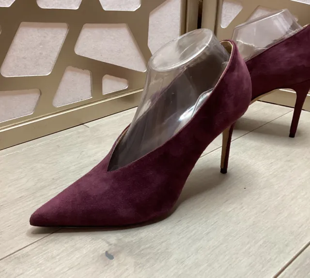 VINCE.  Portia Suede leather Italy  Point Toe Pumps 39 us 9 M Heels Red Burgundy 2