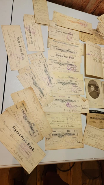 Huge Lot Of 1800's Bank Notes, Receipts, Postcards, Ledgers Northern Iowa 2