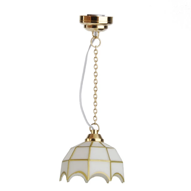 1 : 12 Dolls House Miniature Fashion Ceiling Lamp LED Light Battery Operated