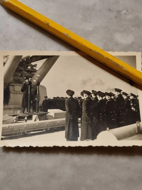 A64 ORIGINAL FOTO Schlachtschiff Scharnhorst Ansprache Admiral Otto
