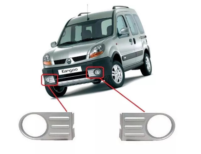 FOR RENAULT KANGOO 4x4 03-08 FRONT BUMPER FOGLIGHT GRILLE SILVER PAIR SET