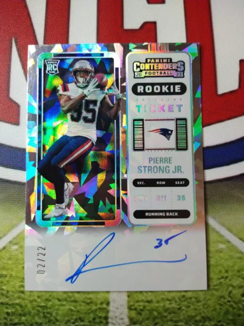 2022 Panini Contenders Optic PIERRE STRONG JR. ROOKIE CRACKED ICE AUTO #'d /22!