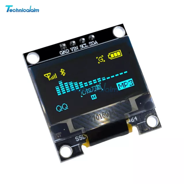 0.96" Yellow &Blue I2C IIC 128X64 OLED Serial LCD LED Display Module for Arduino