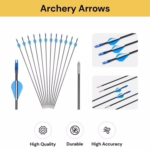 Heavy Duty Fiberglass Arrows Archery Hunting Target Compound Bow Fiber Glass Bow 2