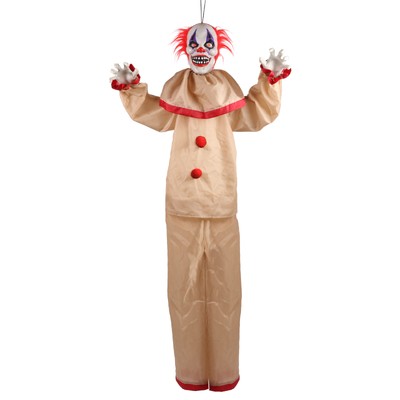 SOUND ACTIVATED CREEPY Scary CLOWN Animated Halloween Haunted 6ft