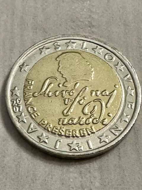 2 Euro Coin Slovenija - Unique errors, very rare found - France Prěsere 2007