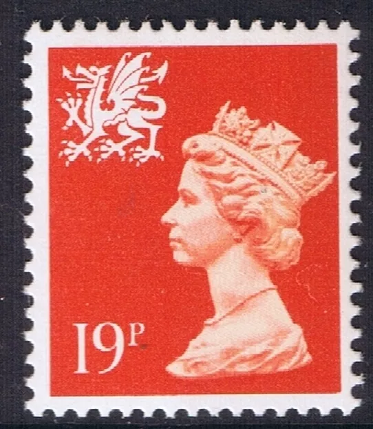 SG W50 GB QEII MNH STAMP Wales 19p Bright Orange-Red Regional Machin Definitive