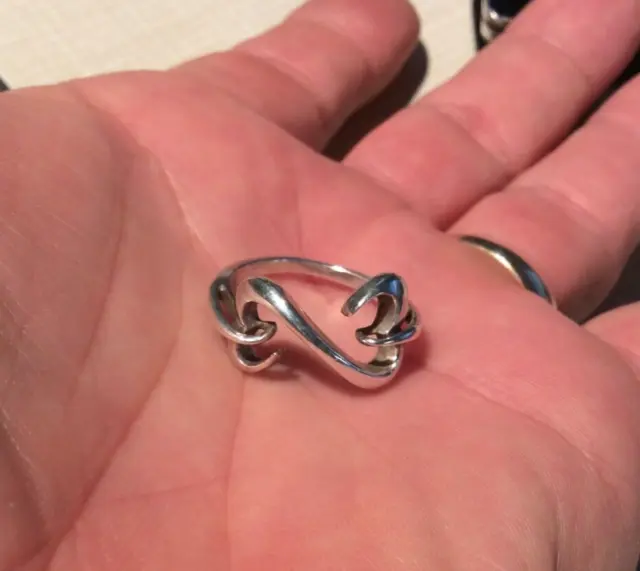 Jane Seymour Sterling Silver Open Hearts Band Ring 925 Sz: 7