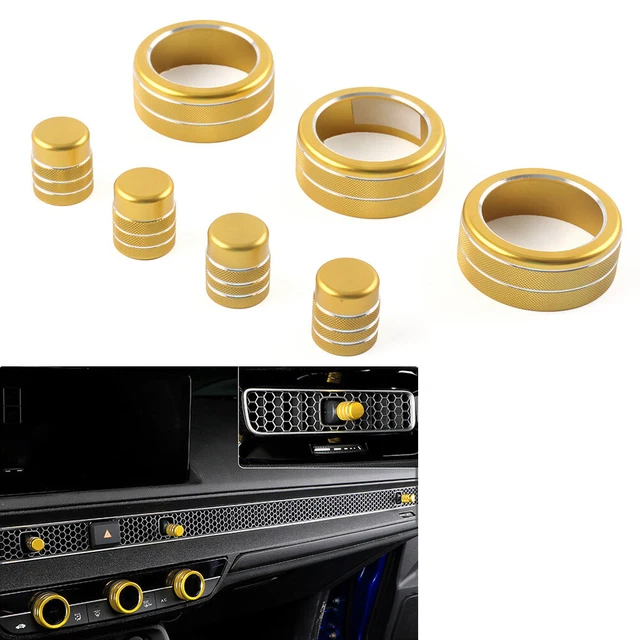 7pcs Switch Knob Ring Cover Trim For Honda Civic 11th 2022+ CRV 2023-2024 Gold