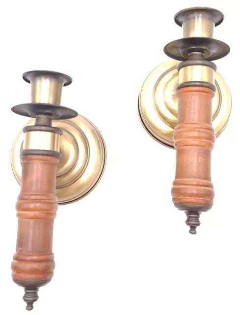 Homco Vintage Wooden Wall Mount Candle Candlestick  Sconce Holder Set of 2