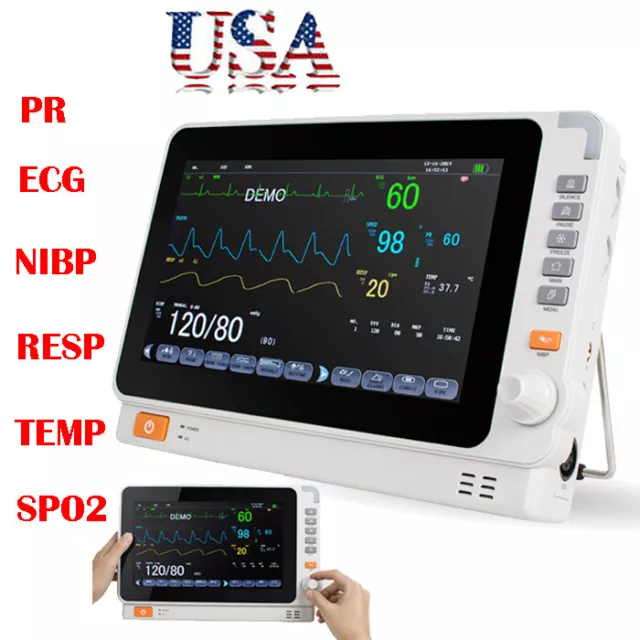 10" Medical Patient Monitor Vital Signs ICU CCU ECG NIBP RESP TEMP SPO2 PR tool