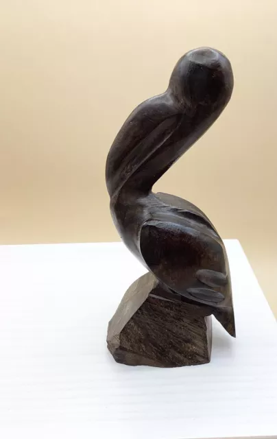 Vintage Wooden Pelican Sculpture 4.5 inches Hand Carved