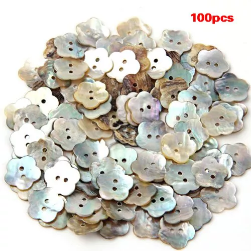 100X 15mm Perlmuttknöpfe Perlmutt Muschel Blummen Knopf TOP E9N36502