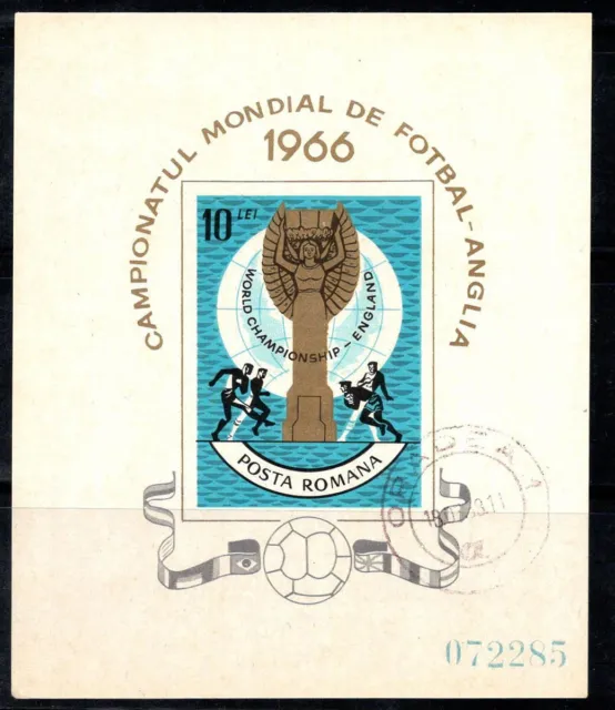 Rumänien 1966 Mi. Bl. 62 Block 100% Weltmeisterschaft, Fußball gestempelt