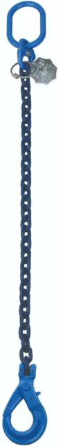 Grade 100 Single 1 Leg 6mm Chain Sling 1.4 tonne Lifting Safety Hook 1-6mtr