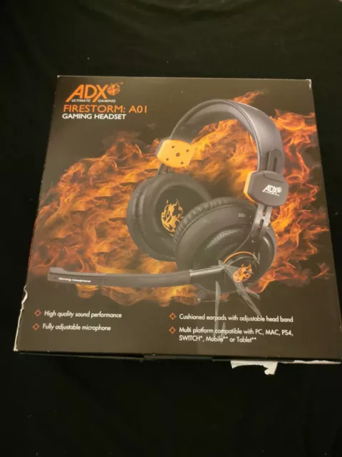 ADX Firestorm A01 Gaming Headset - Black & Orange - PC/Mac/Xbox/PlayStation