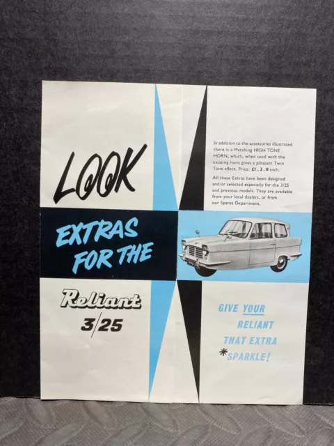 Original New Car Dealer Brochure Vintage Reliant Extras For The 3/25