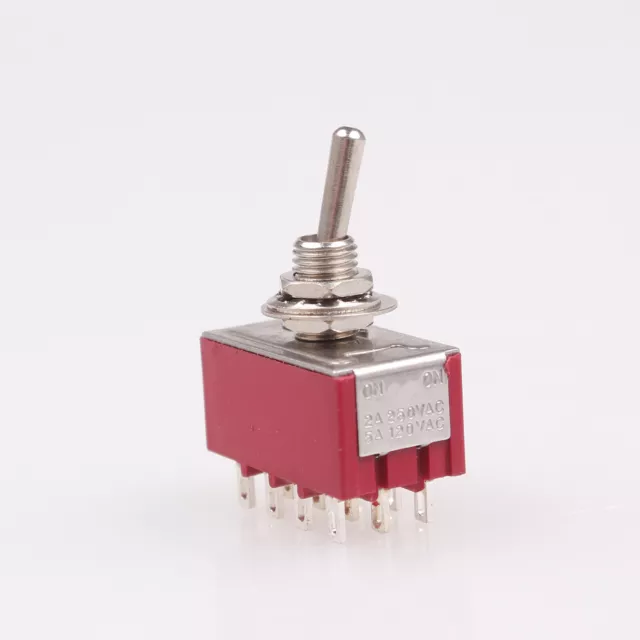 1x 12-Pin Mini Toggle Switch 4PDT 2 Position ON/ON 6A/125V 2A/250V AC MTS-402