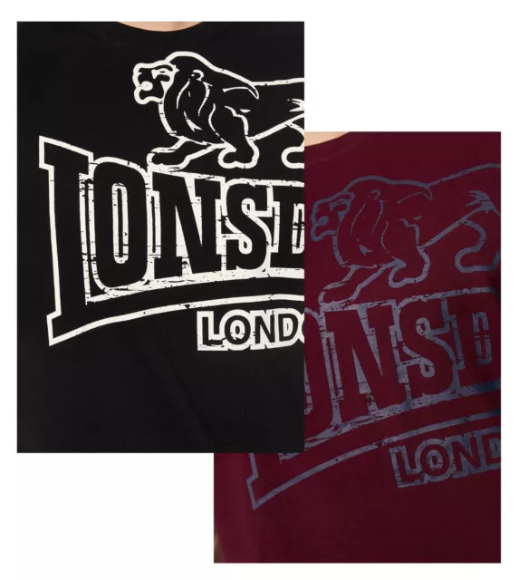 LONSDALE Herren T-Shirt LANGSETT einzeln od. multi schwarz bordeaux M-XXL 111262