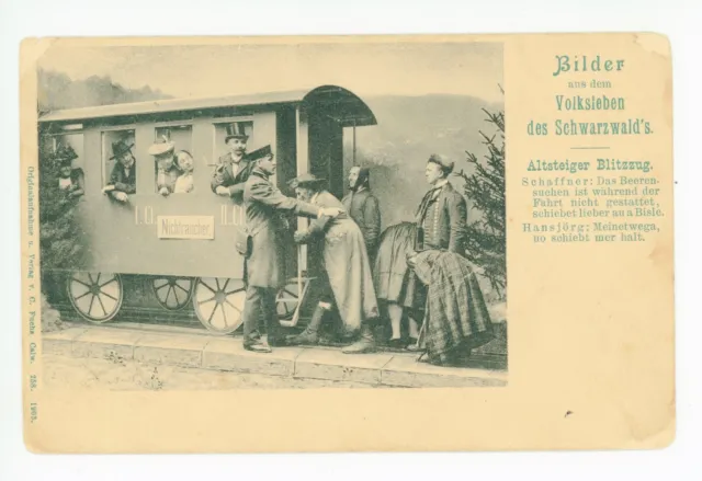 Black Forest Train AK Antique Schwarzwald Deutsch Postcard—Railroad 1903