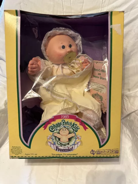 1985 Cabbage Patch Preemie Girl Doll In Box Calantha Elissa