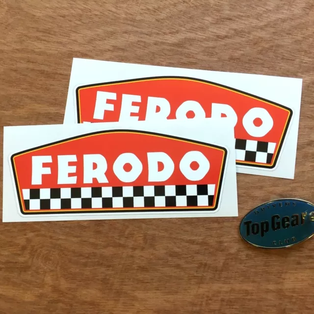 FERODO Brake Pad Shaped Classic Retro Car Stickers Decals 150mm 2 off