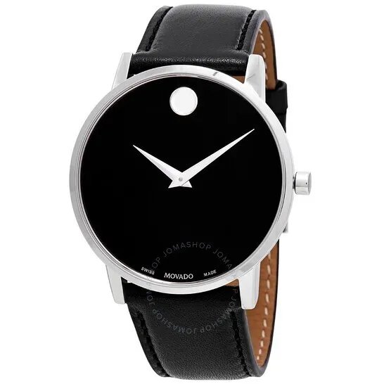 Movado Museum Classic Black Dial Leather Strap Men's SWISS Watch 0607269