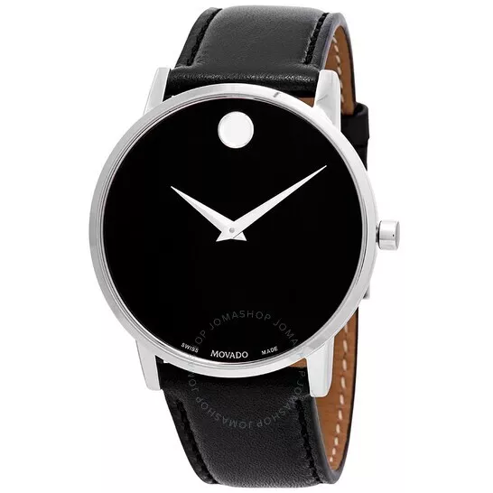 Orologio Movado Museum Classico Quadrante Nero Cinturino in Pelle Uomo SVIZZERO 0607269