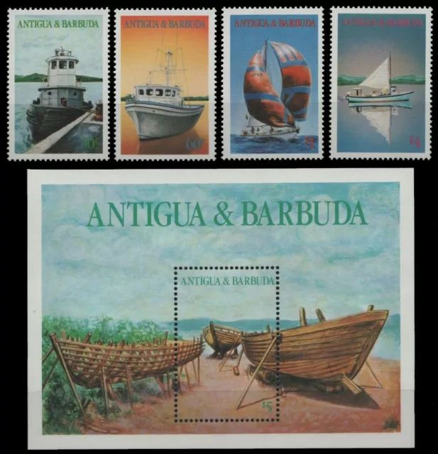 Antigua 1986 - Mi-Nr. 939-942 & Block 109 ** - MNH - Boote / Boats