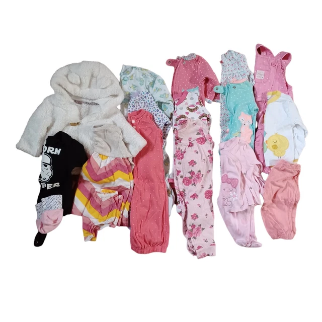 Baby Girl Clothes 3 Months Carters Lot of 18 Pieces Spring Summer Sleepers
