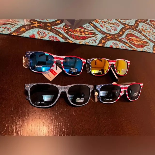 Set of 4 AMERICAN FLAG SUNGLASSES LUXURY UNISEX UV PROTECTION