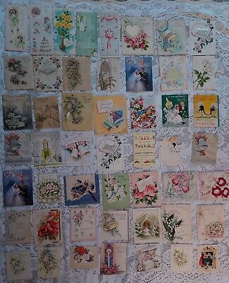 Vtg. Lot of 65 Greeting Cards 1940s 1950s Wedding Bridal Groom Gift Used