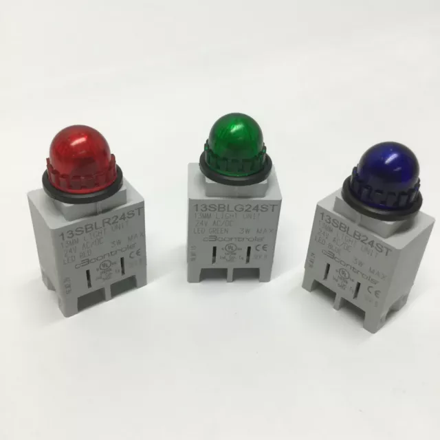 C3controls Super Bright LED Indicator Light Units Red, Blue, & Green 24V AC/DC