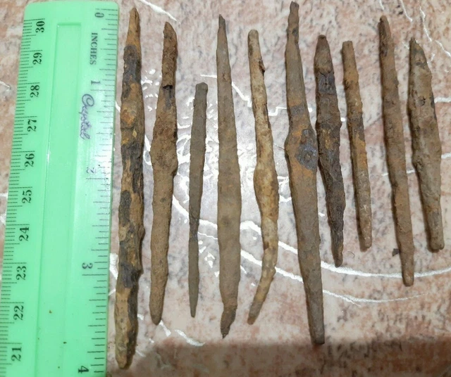 Vintage arrowhead Spear Dart antique Ancient Artifact METAL DETECTING FIN 10 pcs