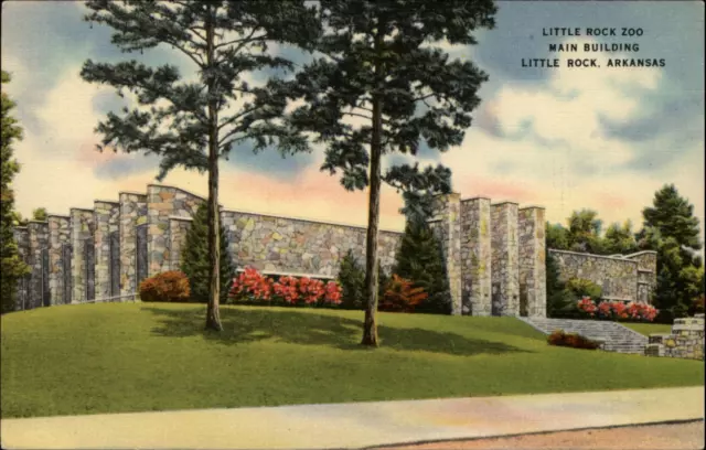 Little Rock Zoo Main Building Arkansas ~ postcard  sku919