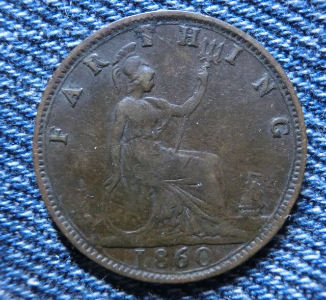 1860 Great Britain Farthing KM# 747.2