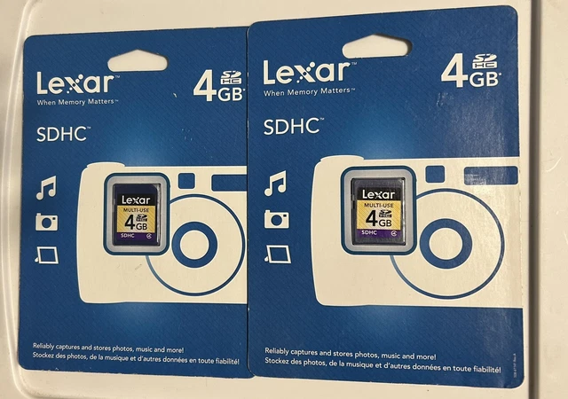 ¡Lote de 2! Tarjetas de memoria Lexar SDHC 4 GB (LSD4GBASBNA) totalmente nuevas