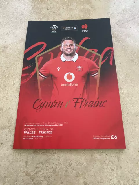 Wales v France Guinness Six Nations  10th March 2024  Official Programme