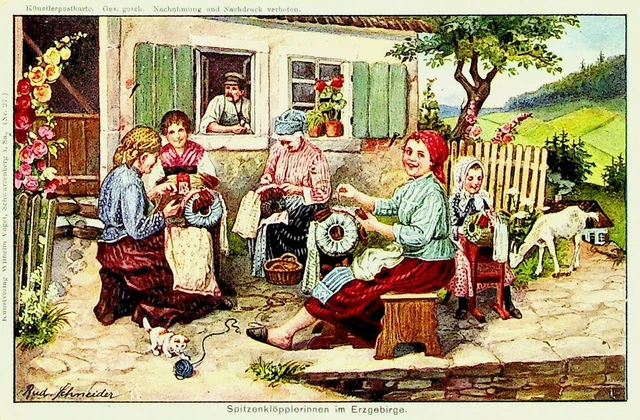 Deutschland 1913 Vor WWI 5f Auf Spitze Makers IN Ore Mountains Ppc Chemnitz Elbe