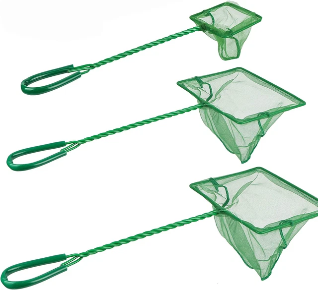 I 3 Pcs Fine Mesh Net Aquarium Fishing Net Green Quick Catch Mesh Nylon Fishing