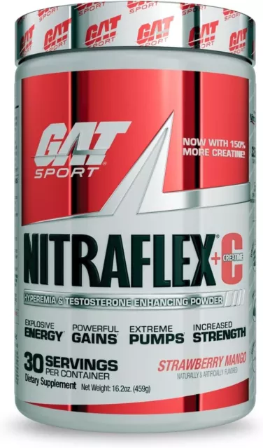 GAT Sport Nitraflex+C Creatine Testosterone Booster Pre-Workout 30 Servings New