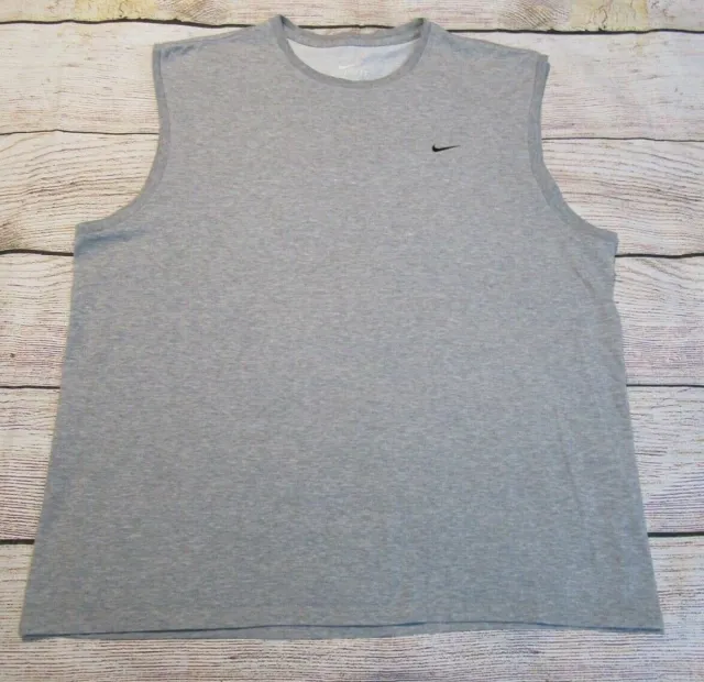 NIKE DRI-FIT GRAY Mens Tank Top Muscle Shirt Sleeveless Cotton Blend XL ...
