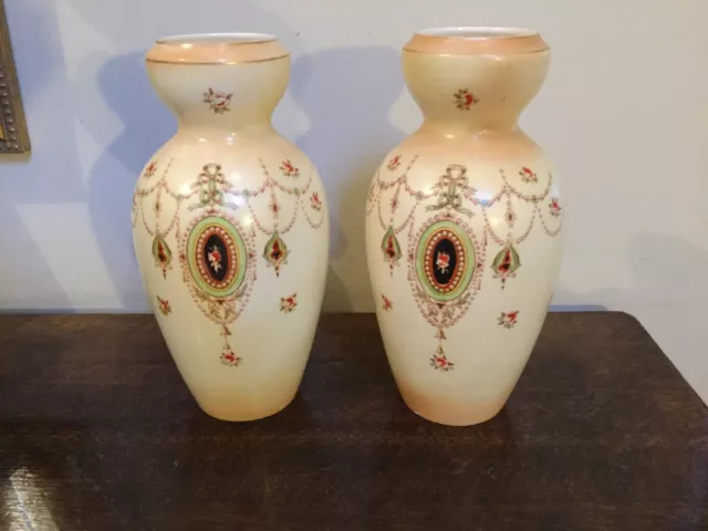 Pair Of Crown Devon ‘Pendant’ Vases - Stoke-on-Trent. Edwardian