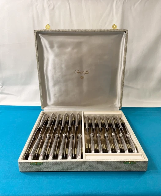 Étui à Cigare CHRISTOFLE ARIA En Métal Argenté - Avec Coffret, Longueur 19.5 Cm, Occasion En Excellent état (TBE)
