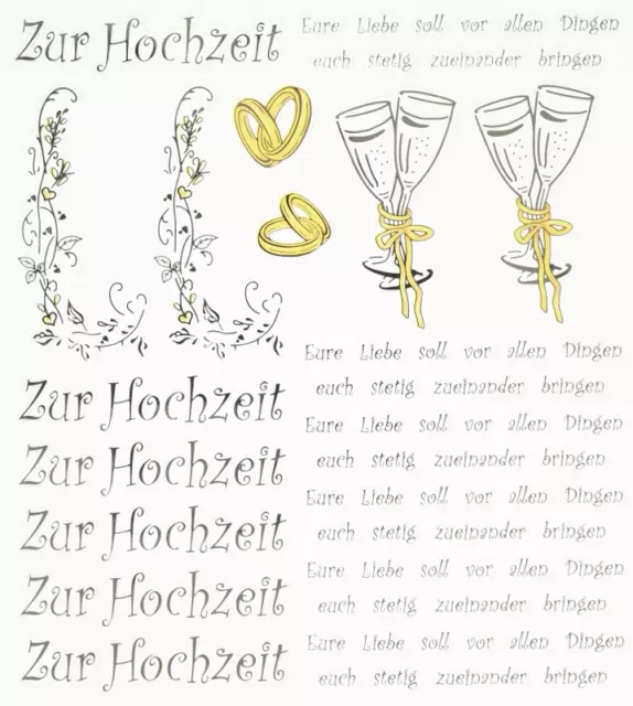 DESIGN STICKER AUFKLEBER Zur Hochzeit Spruch Glückwunschkarte