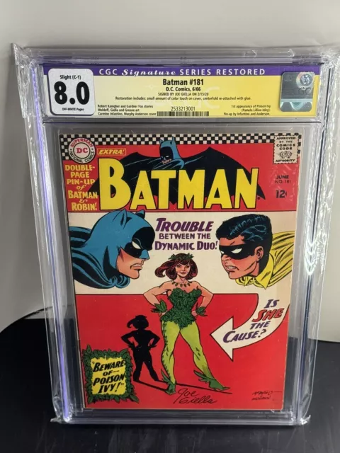 BATMAN #181 CGC 8.0 OW/WH PAGES   1ST APPEARANCE POISON IVY 1966 -Restored
